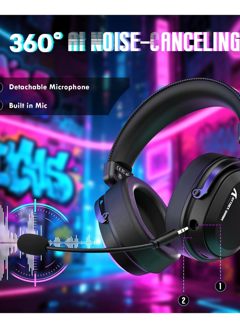 Attack Shark L30PRO Wireless Gaming Headset,7.1 Surround Sound, 50mm Drivers,20ms Low Latency,Detachable Noise-Canceling Mic, Aluminum Alloy Frame,Tri-Mode Connectivity Over-Ear Headset-Black - Image 5