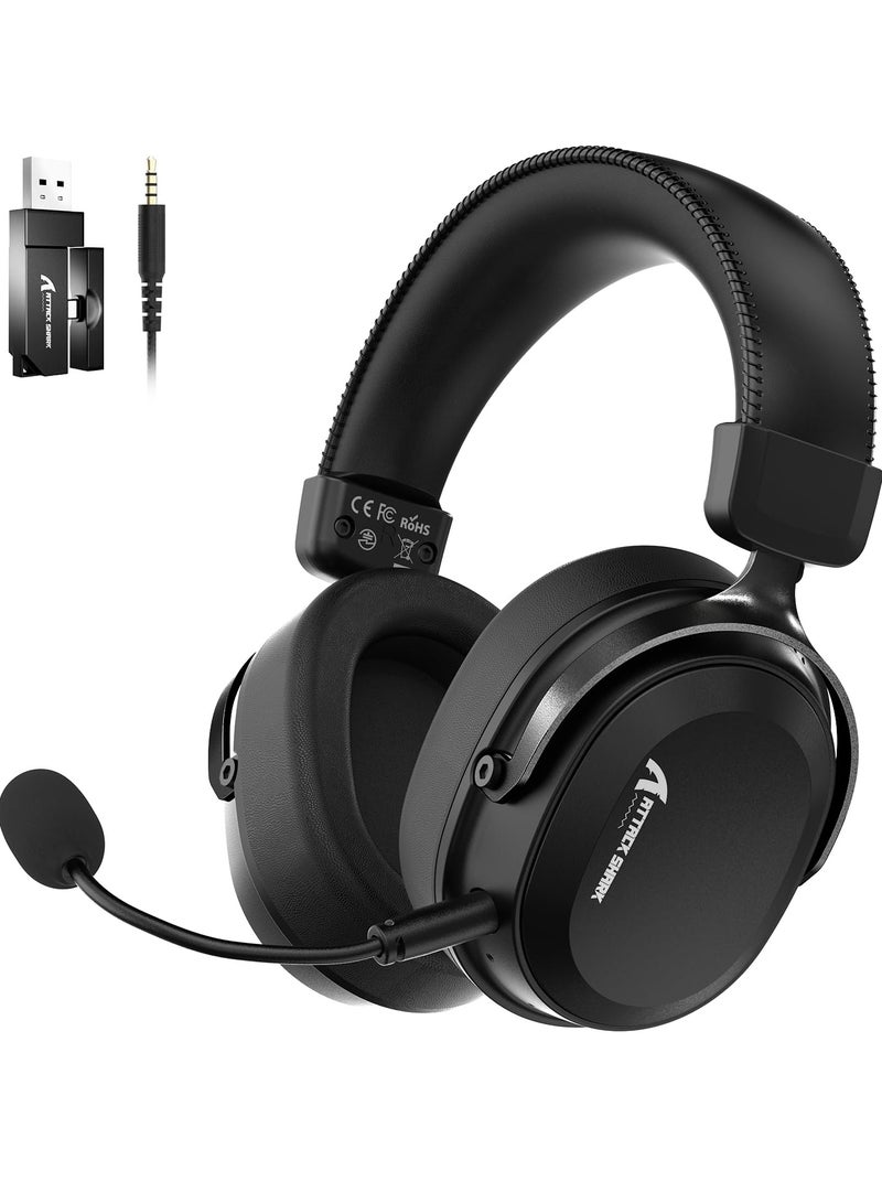 Attack Shark L30PRO Wireless Gaming Headset,7.1 Surround Sound, 50mm Drivers,20ms Low Latency,Detachable Noise-Canceling Mic, Aluminum Alloy Frame,Tri-Mode Connectivity Over-Ear Headset-Black - Image 1
