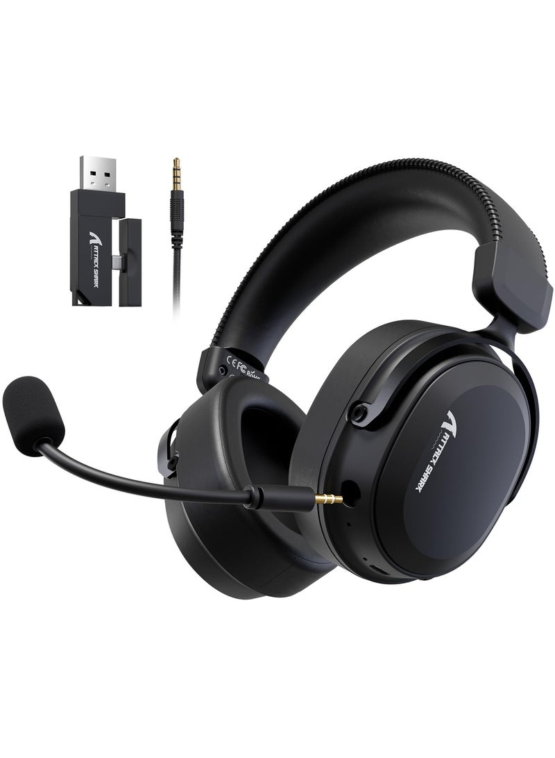 هجوم القرش سماعة الألعاب اللاسلكية L30 Pro، سماعات ألعاب USB بتردد 2.4 جيجاهرتز مع بلوتوث 5.2، بطارية تدوم 50 ساعة، ميكروفون عازل للضوضاء، منفذ سلكي 3.5 ملم، سماعة لاسلكية لأجهزة الكمبيوتر، نينتندو سويتش، بلاي ستيشن 5، بلاي ستيشن 4، وماك - Image 1