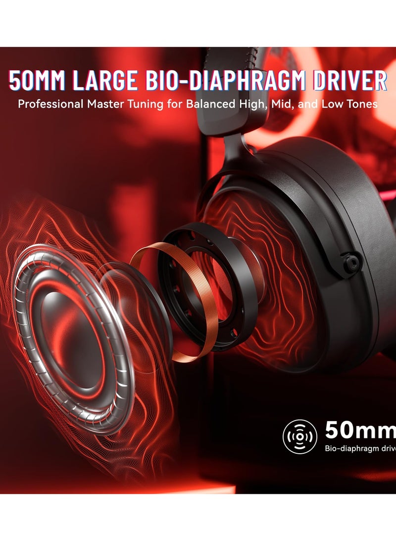 هجوم القرش سماعة الألعاب اللاسلكية L30 Pro، سماعات ألعاب USB بتردد 2.4 جيجاهرتز مع بلوتوث 5.2، بطارية تدوم 50 ساعة، ميكروفون عازل للضوضاء، منفذ سلكي 3.5 ملم، سماعة لاسلكية لأجهزة الكمبيوتر، نينتندو سويتش، بلاي ستيشن 5، بلاي ستيشن 4، وماك - Image 4