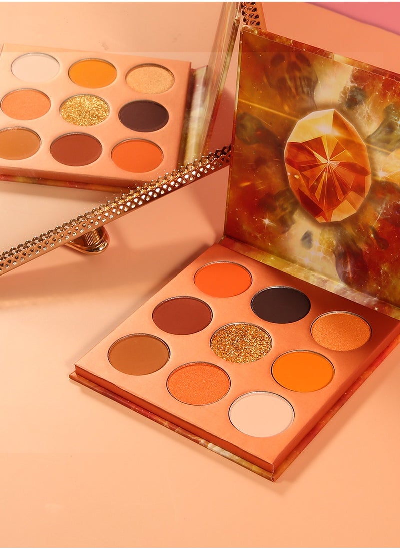 docolor - Eyeshadow Palette 9 Colors Orange Pearlescent Gemstone Shadow Palette Highly Pigmented Mattes Shimmers Naked Smokey Glitter Cream Colorful Powder Blendable Long Lasting Waterproof Makeup Palette - Image 1