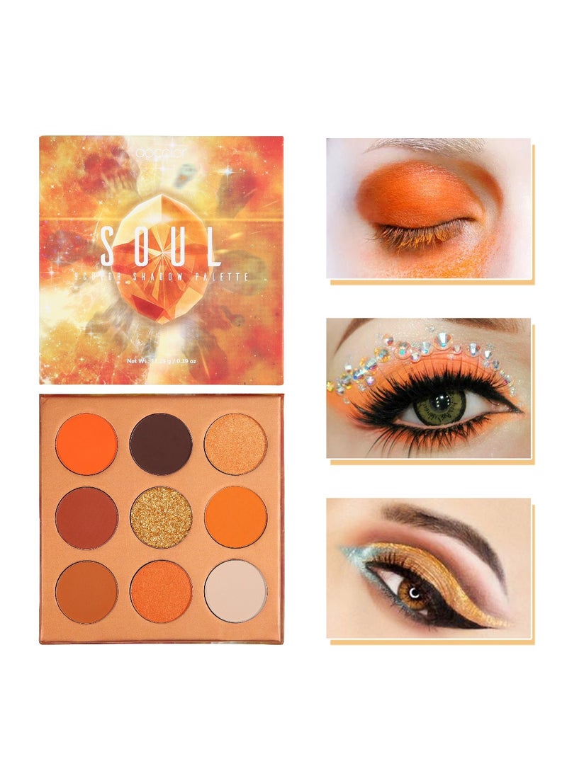 docolor - Eyeshadow Palette 9 Colors Orange Pearlescent Gemstone Shadow Palette Highly Pigmented Mattes Shimmers Naked Smokey Glitter Cream Colorful Powder Blendable Long Lasting Waterproof Makeup Palette - Image 1