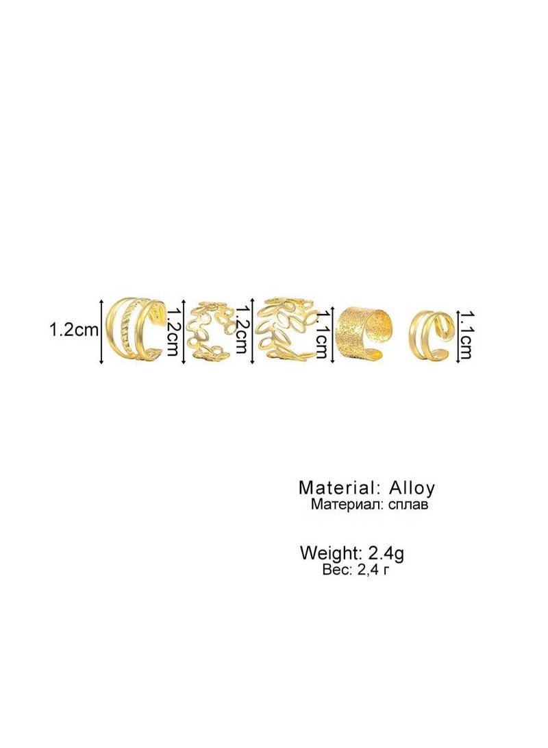 Retro C-Shaped Ear Cuff Without Pierced Earrings 5-Piece Set - Image 3