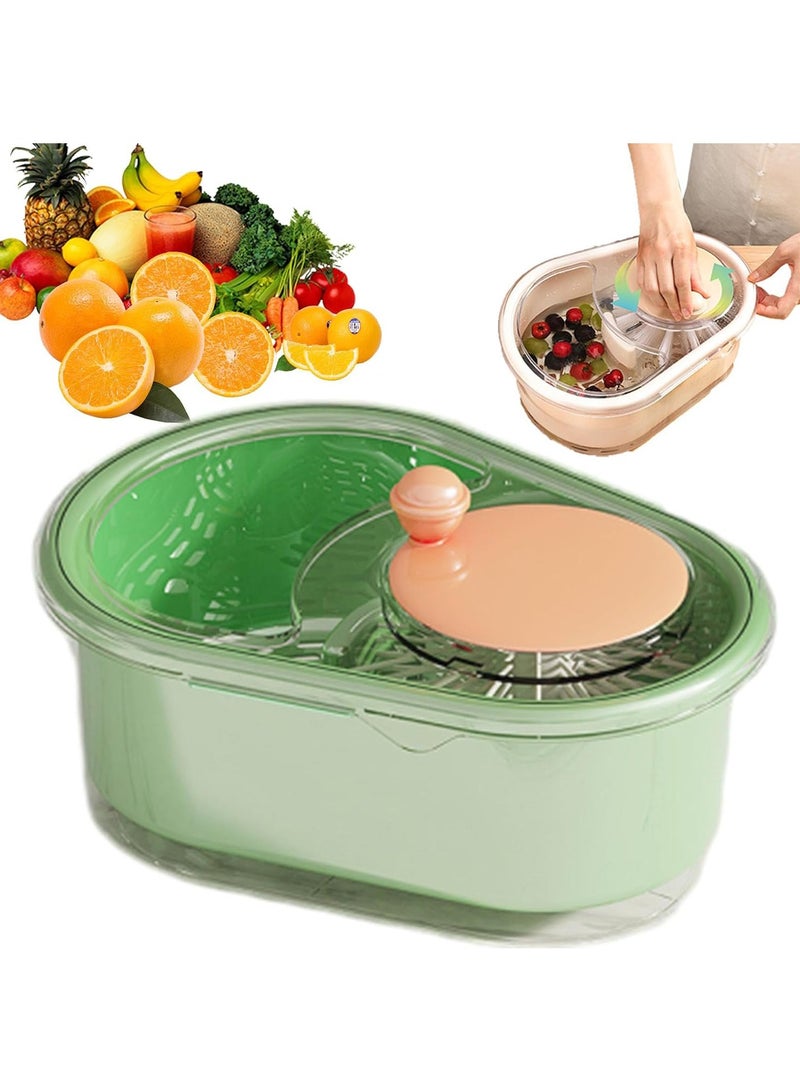 Hihonor Fruit Cleaner Spinner, Large Fruit Washer Spinner with Bowl, Drain, and Colander, Fruit and Vegetable Washing Machine, Quick Washer and Easy to Use Fruit & Vegetable Scrubber (Green) - Image 1