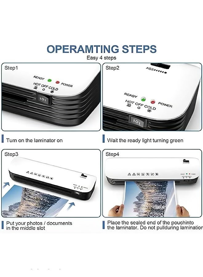 OSMILE 9-in-1 A4 Thermal Laminator Machine with Hot & Cold Settings, Portable Laminating Kit with Pouches (A4/A5/A6), Paper Cutter & Corner Rounder for Home, School, Office - Image 4