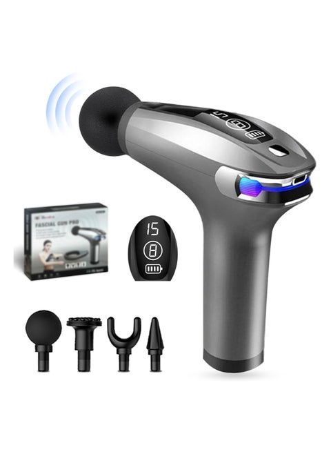 Massager Gun Pro Deep Tissue Therapy Pain Relief Rechargeable Muscle Massager Gun with LCD Display Silent Brushless Motor Percussion Gun 2 Modes 8 Speed Extended Handle Stardust Gray