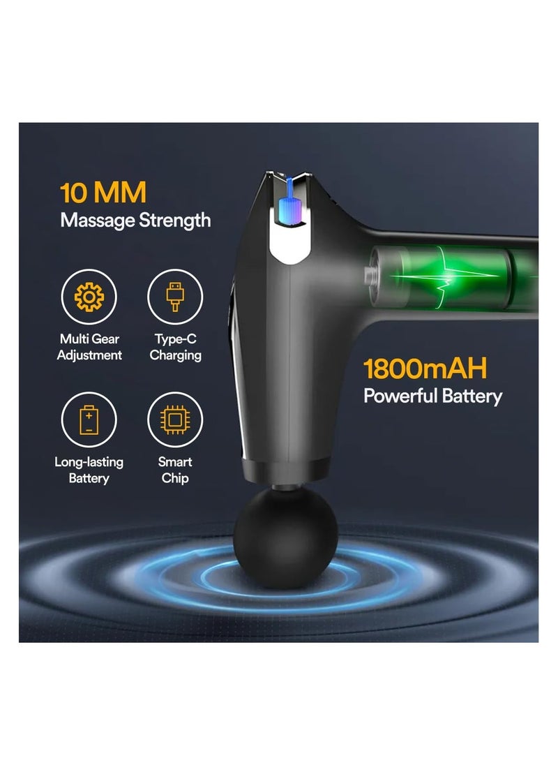Massager Gun Pro Deep Tissue Therapy Pain Relief Rechargeable Muscle Massager Gun with LCD Display Silent Brushless Motor Percussion Gun 2 Modes 8 Speed Extended Handle Stardust Gray
