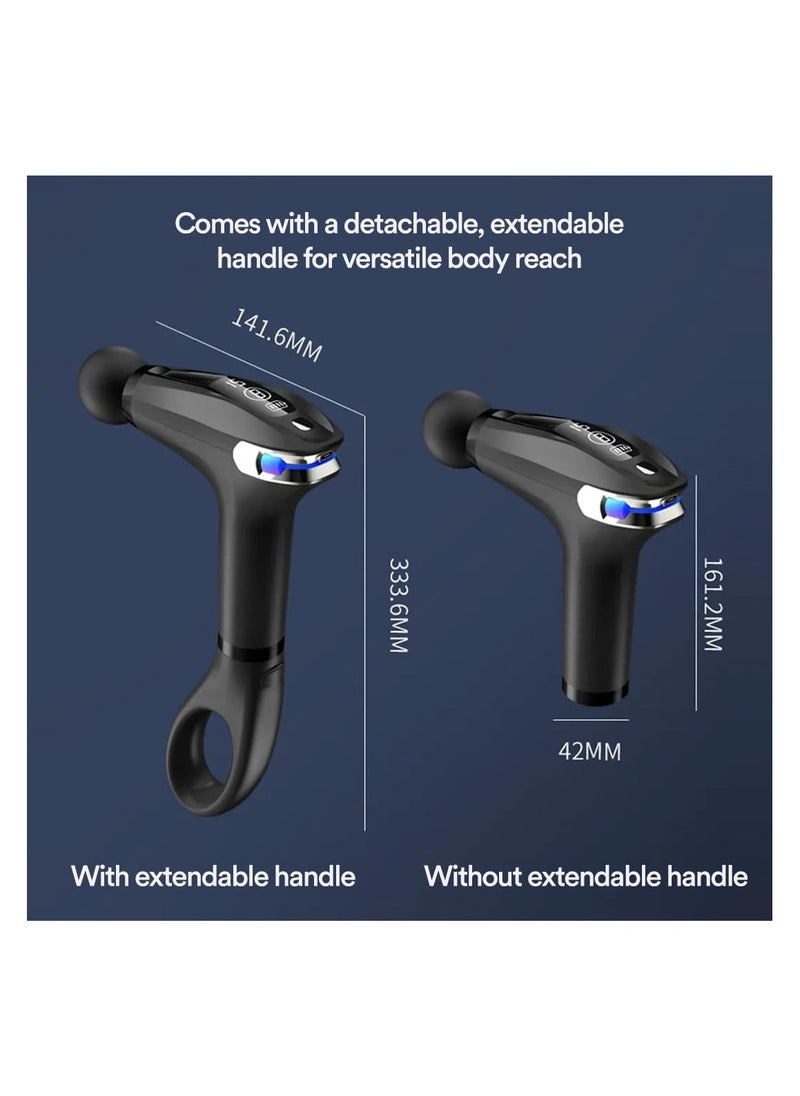 Massager Gun Pro Deep Tissue Therapy Pain Relief Rechargeable Muscle Massager Gun with LCD Display Silent Brushless Motor Percussion Gun 2 Modes 8 Speed Extended Handle Stardust Gray
