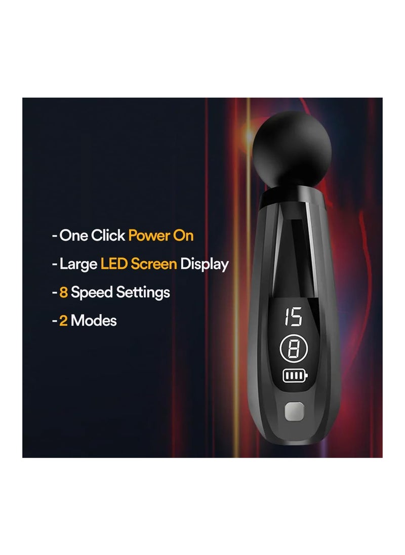 Massager Gun Pro Deep Tissue Therapy Pain Relief Rechargeable Muscle Massager Gun with LCD Display Silent Brushless Motor Percussion Gun 2 Modes 8 Speed Extended Handle Stardust Gray