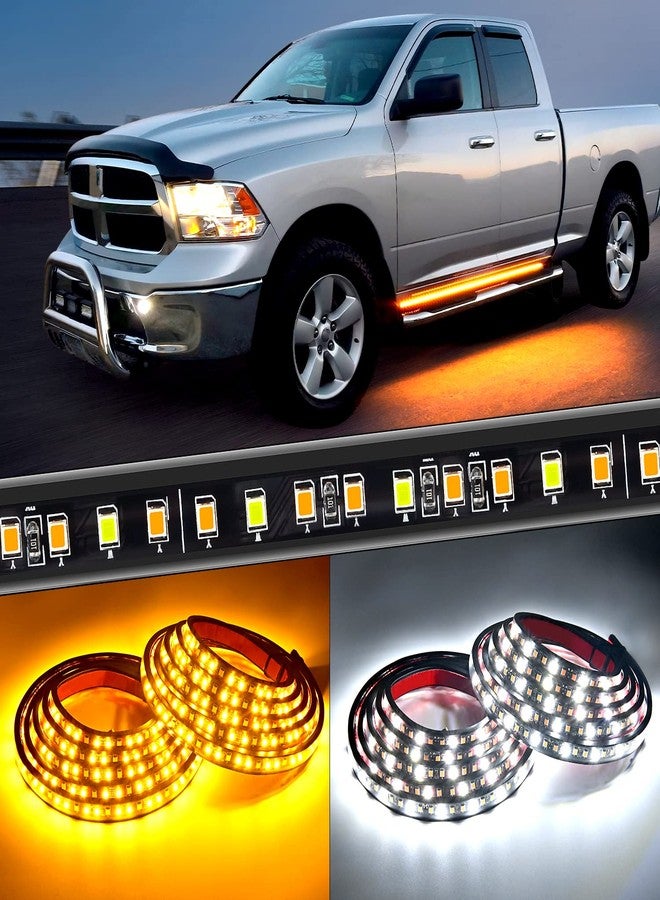 Nilight Truck LED Running Board Lights 2PCS 70 Inch LED Side Maker Light with 216 LEDs White Courtesy Light & Sequential Amber Turn Signal Lighting Strips for Extended & Crew Cab Trucks Pickup - Image 1