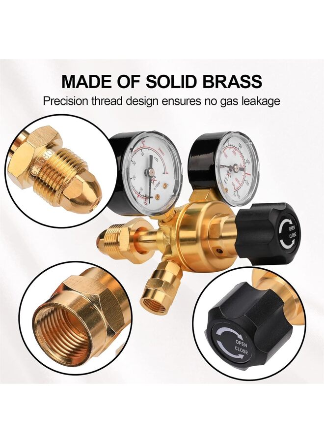 منظم غاز ثاني أكسيد الكربون الأرجون، مقياس، منظم غاز لحام مع خرطوم غاز بطول 6.6 قدم، وصلة مدخل، ضغط إدخال 0-4500 رطل/بوصة مربعة - Image 5