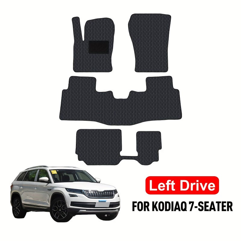 Front And Second Row Floor Mats for Skoda Kodiaq 7 Seater 2016 2024 Heavy Duty Black - Image 4