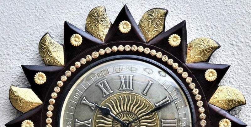 Vintage Clock Wooden Hand-Crafted Brass Numbers Analog Wall Clock / 18 Inches (45 Cm'S) / 1538-Wb2 - Image 3