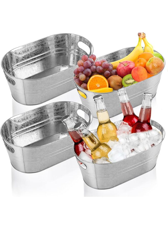 قطع دلاء ثلج معدنية مجلفنة سعة 15 لترًا، أحواض مشروبات للحفلات، صناديق مشروبات معدنية كبيرة للبيرة والنبيذ والشمبانيا ومبرد الكوكتيل لعيد الميلاد والهالوين والبار - Image 1