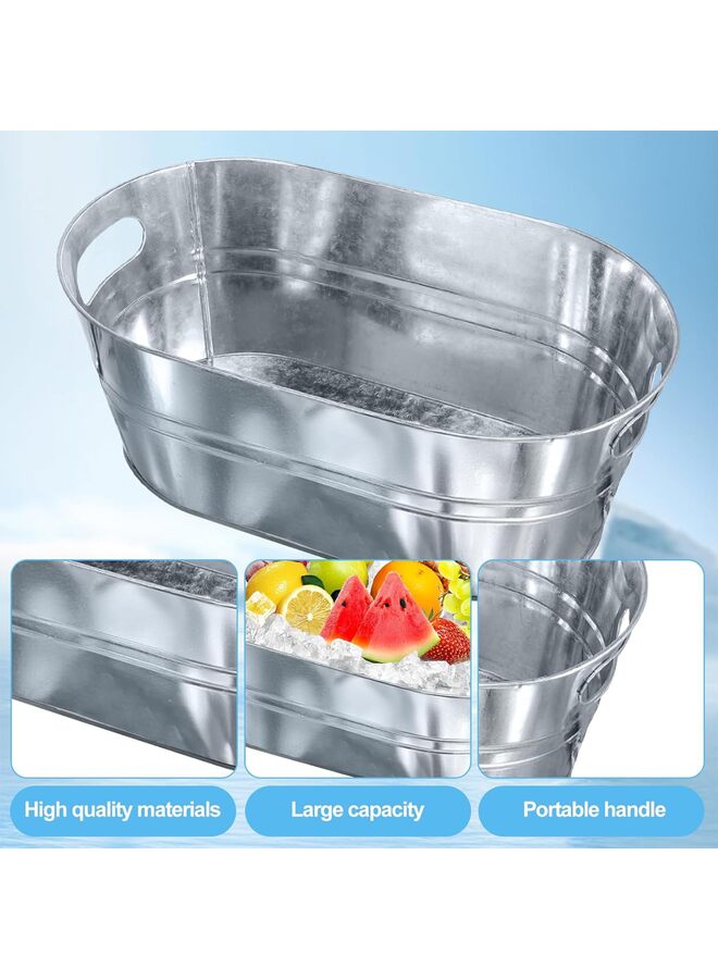 قطع دلاء ثلج معدنية مجلفنة سعة 15 لترًا، أحواض مشروبات للحفلات، صناديق مشروبات معدنية كبيرة للبيرة والنبيذ والشمبانيا ومبرد الكوكتيل لعيد الميلاد والهالوين والبار - Image 2