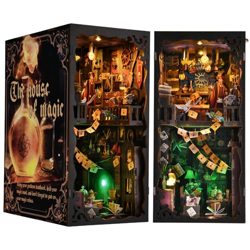ETKVR Book Nook Kit DIY Miniature House Dollhouse Kit 3D Puzzles for Adults Gifts for Family and Friends Bookshelf Decor Tiny House Model Build with Dust Cover - Image 1
