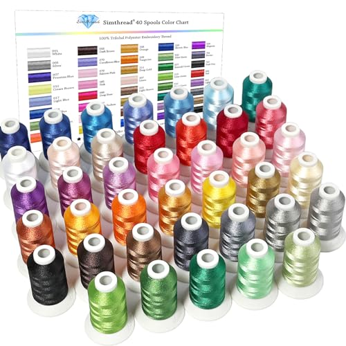 Simthread 40-Color Embroidery Thread Kit, 40 Spools 550 Yds No-Break Anti-Tangle Polyester Thread Fits Brother, Babylock, Janome and More Embroidery Machines - Image 1