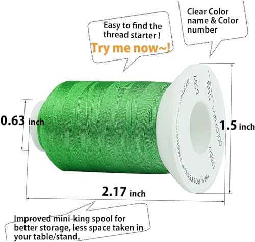 Simthread 40-Color Embroidery Thread Kit, 40 Spools 550 Yds No-Break Anti-Tangle Polyester Thread Fits Brother, Babylock, Janome and More Embroidery Machines - Image 2