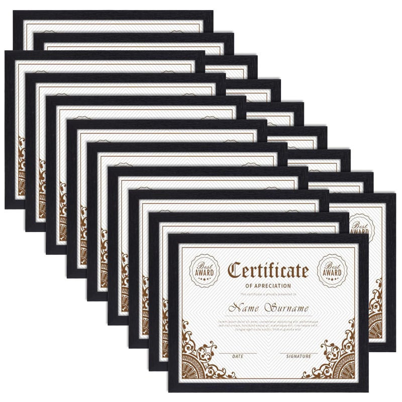 بيتافلوب PETAFLOP Picture Frames 8.5 × 11 مجموعة مستندات الإطار مجموعة من 18 إطارًا أسودًا للمنضل الجدار رأسياً وأفقياً - Image 1