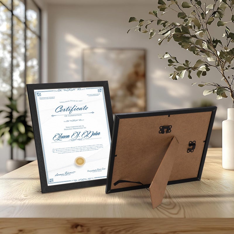 بيتافلوب PETAFLOP Picture Frames 8.5 × 11 مجموعة مستندات الإطار مجموعة من 18 إطارًا أسودًا للمنضل الجدار رأسياً وأفقياً - Image 3