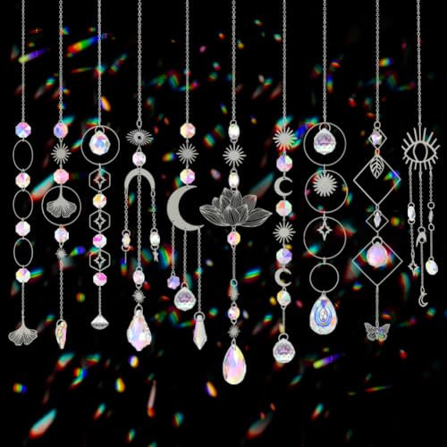 Worgree Sun Catchers, 10 Pcs Crystal Suncatcher Prism Hanging Kit with Chain Rainbow Maker Crystals Balls Pendants Ornaments for Indoor Window Outdoor Garden Backyard Patio Car Mirror Christmas Tree Decor - Image 1