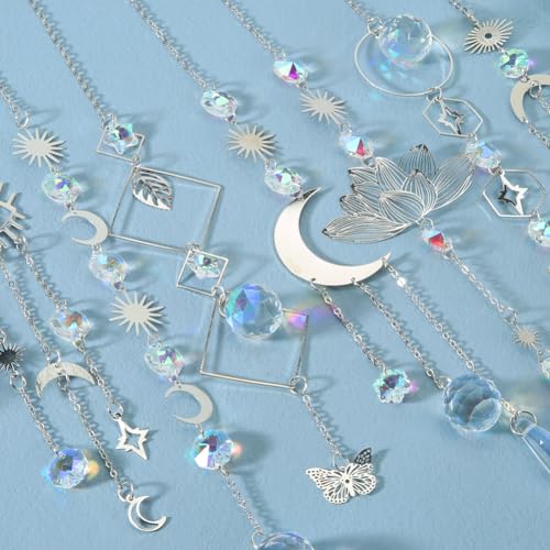 Worgree Sun Catchers, 10 Pcs Crystal Suncatcher Prism Hanging Kit with Chain Rainbow Maker Crystals Balls Pendants Ornaments for Indoor Window Outdoor Garden Backyard Patio Car Mirror Christmas Tree Decor - Image 5