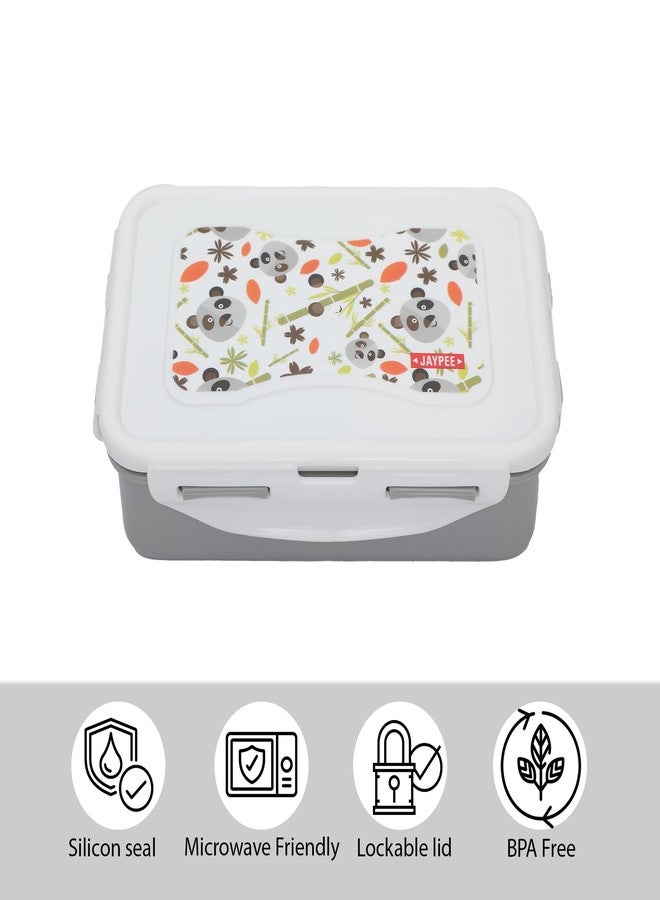 JAYPEE Nutter Butter Plastic 2 Container Lunch Box with Spoon | Tiffin Box with Silicon Seal |BPA Free, Grey, 1100 ml |Suitable for School Kids - Image 5