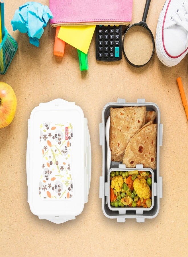 JAYPEE Nutter Butter Plastic 2 Container Lunch Box with Spoon | Tiffin Box with Silicon Seal |BPA Free, Grey, 1100 ml |Suitable for School Kids - Image 3