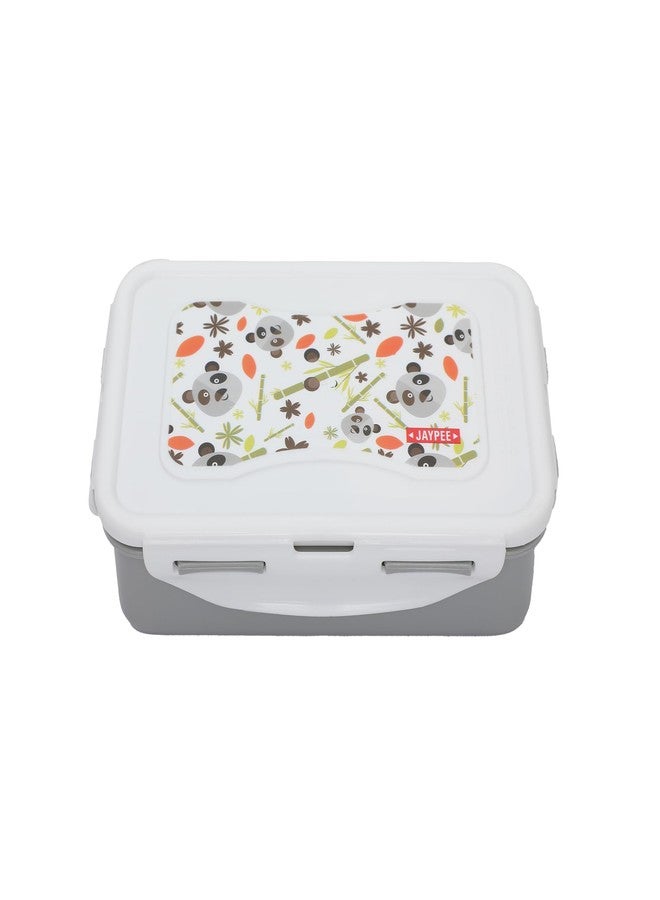 JAYPEE Nutter Butter Plastic 2 Container Lunch Box with Spoon | Tiffin Box with Silicon Seal |BPA Free, Grey, 1100 ml |Suitable for School Kids - Image 4