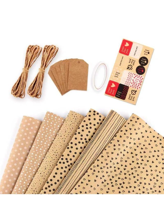 نيمبوت 6 أوراق ورق تغليف الهدايا مع الملحقات، ورق تغليف هدايا العطلات، ورق تغليف هدايا عيد الميلاد DIY، ورق تغليف الهدايا لأعياد الميلاد، العطلات، الزفاف، الحفلات، تغليف هدايا الأطفال (70 سم × 50 سم) - Image 4