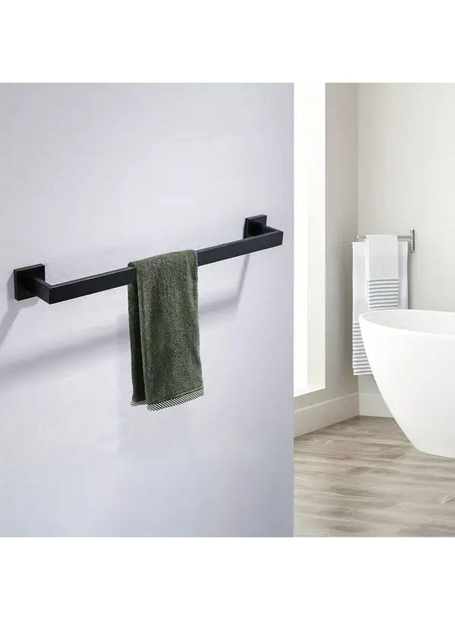 Silvery Stainless Steel Wall Mounted Towel Bar Space Saving Modern Bathroom Kitchen Holder - Image 1