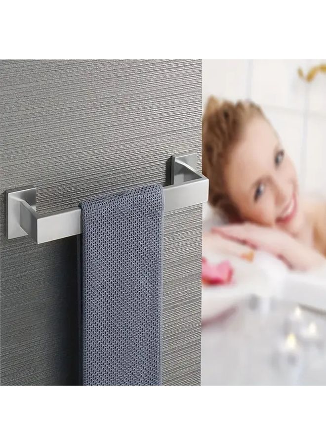 Silvery Stainless Steel Wall Mounted Towel Bar Space Saving Modern Bathroom Kitchen Holder - Image 5