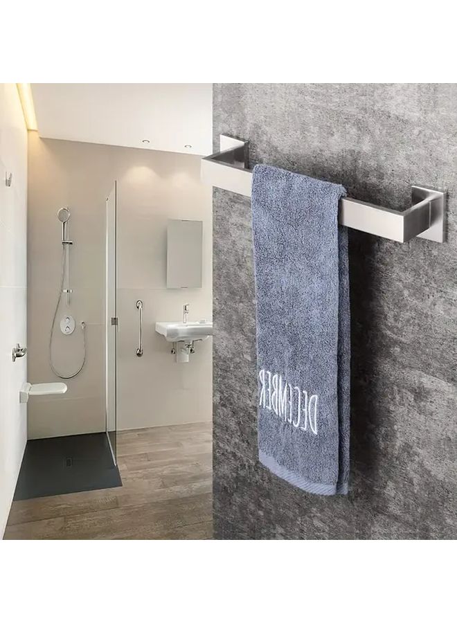 Silvery Stainless Steel Wall Mounted Towel Bar Space Saving Modern Bathroom Kitchen Holder - Image 4