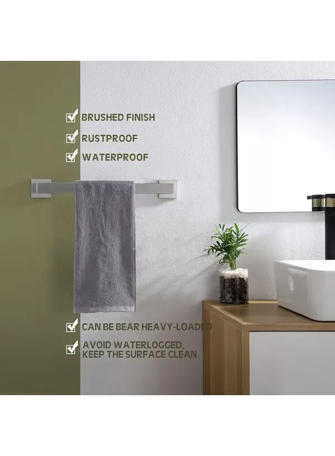 Silvery Stainless Steel Wall Mounted Towel Bar Space Saving Modern Bathroom Kitchen Holder - Image 3