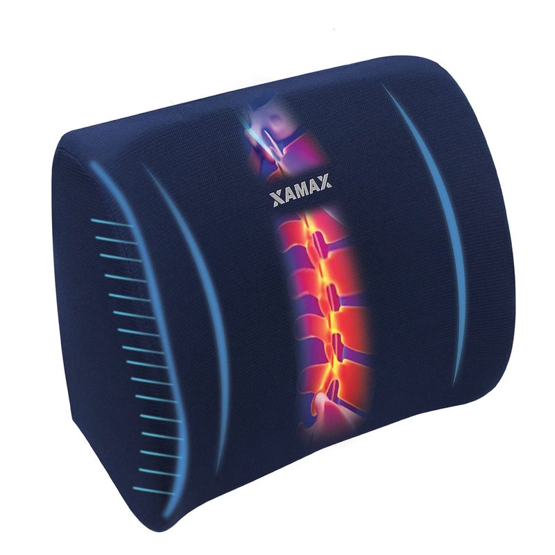 XAMAX 2nd Generation PRO L series LUMBAR SUPPORT Back Rest with Advanced POLY FLEXI FOAM,(Blue), Universal Size - Image 1