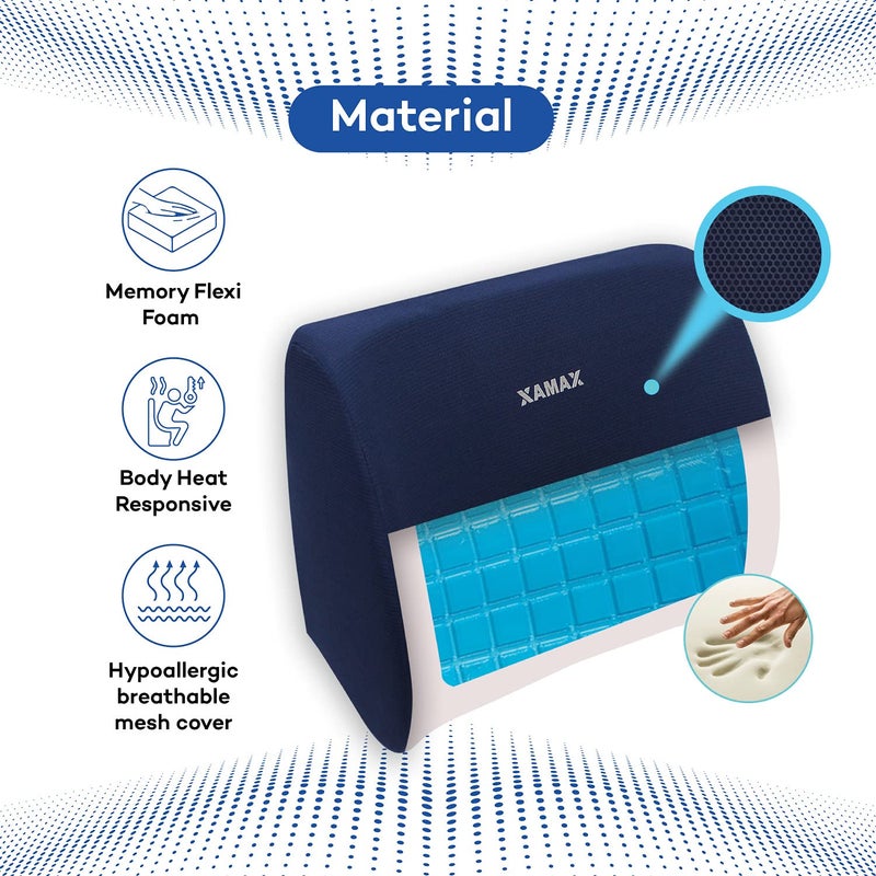 XAMAX 2nd Generation PRO L series LUMBAR SUPPORT Back Rest with Advanced POLY FLEXI FOAM,(Blue), Universal Size - Image 2
