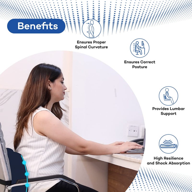 XAMAX 2nd Generation PRO L series LUMBAR SUPPORT Back Rest with Advanced POLY FLEXI FOAM,(Blue), Universal Size - Image 3
