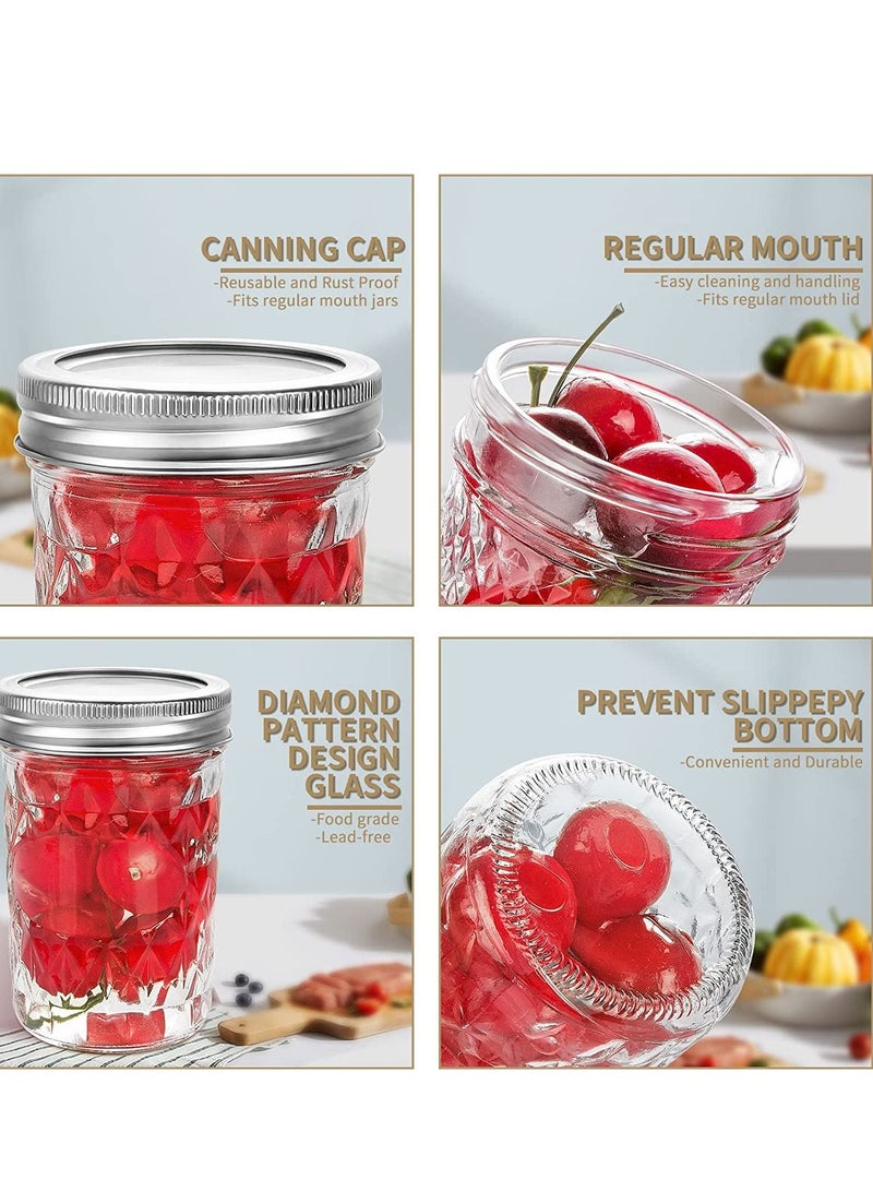SYOSI Ma son Jars with Lids and Bands, Regular Mouth Ma son Jars, Jars Ideal for Jams, Jellies, Conserves, Preserves, and Pizza Sauce(Diamond 8OZ 2PCS) - Image 4