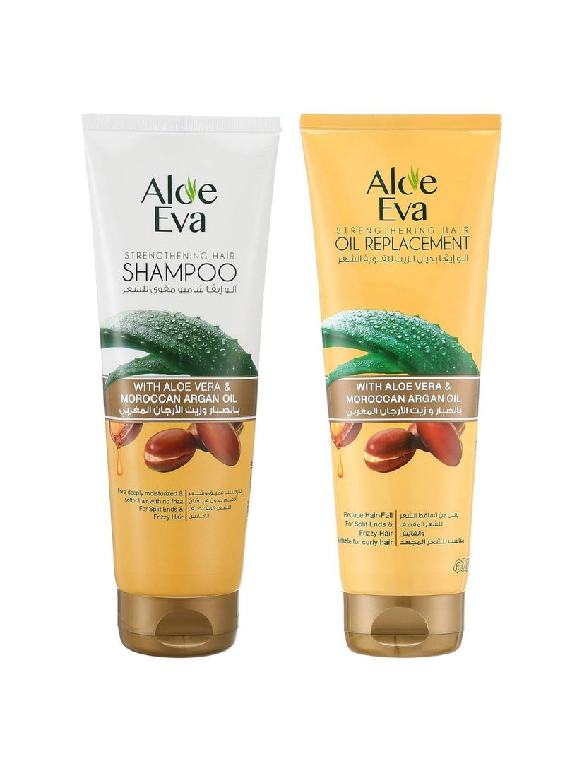 Aloe Eva Shampo Plus Oil Replacement with Aloe vera And Moroccan Argan oil 230+250 Ml - Image 1
