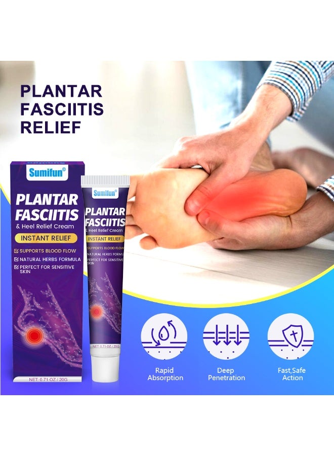 Sumifun Plantar Fasciitis & Heel Relief Cream, Instant Pain Relief Therapy for Foot, Heel Spurs, Arch Pain & Sore Feet, Natural Herbs Formula Supports Blood Flow, Perfect for Sensitive Skin (20g) - Image 2