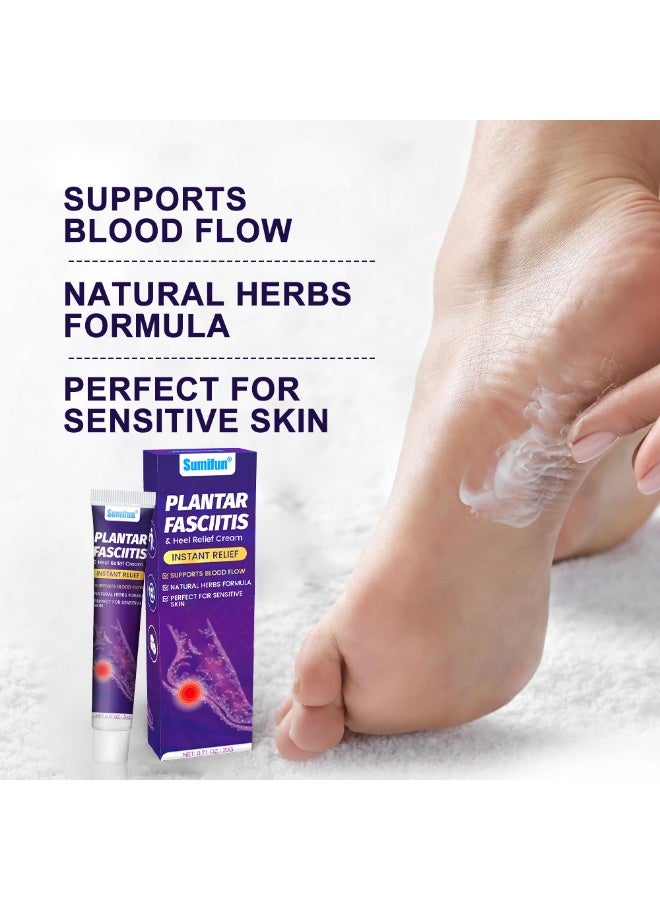 Sumifun Plantar Fasciitis & Heel Relief Cream, Instant Pain Relief Therapy for Foot, Heel Spurs, Arch Pain & Sore Feet, Natural Herbs Formula Supports Blood Flow, Perfect for Sensitive Skin (20g) - Image 5