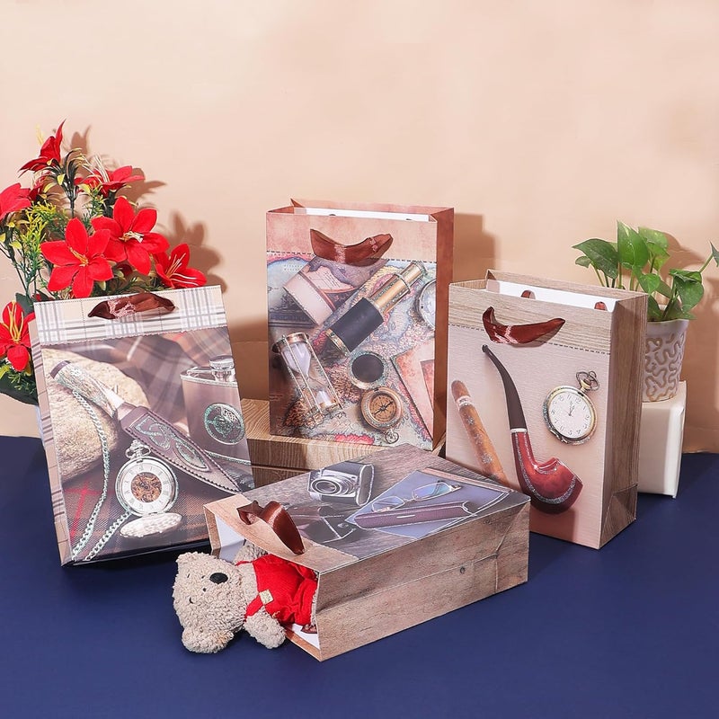 Chocozone Pack of 6 Paper Bags for Gifts Men's Return Gift Bags for House Warming Ceremony Bachelor Party (18cm*23cm) - Image 1