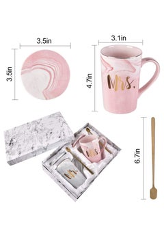 Y&D Mr and Mrs Coffee Mugs- Mugs Set, Unique Gift for Bride Groom- Bridal Shower Engagement Wedding Couples Anniversary- Ceramic Marble Cups 14 oz  - Image 2