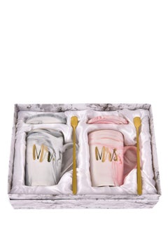 Y&D Mr and Mrs Coffee Mugs- Mugs Set, Unique Gift for Bride Groom- Bridal Shower Engagement Wedding Couples Anniversary- Ceramic Marble Cups 14 oz  - Image 1