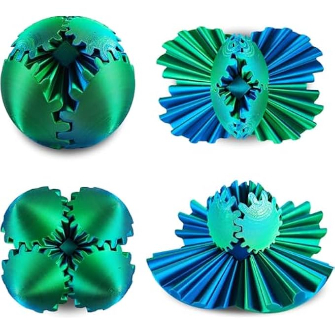 SANSGOUP Gear Sphere, 3D Printed Gearsphere - The Steampunk Whirling Wonder Fidget Gear Ball, Gearsphere Cube Fidget Toy for Office and Home, Stress Relief Cool Stuff Toys Gift for 3+ Age Kids Adult, Blue - Image 3