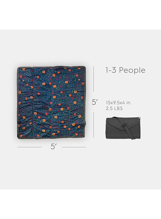 ليتل يونيكورن بطانية Midnight Poppy للاستخدام الداخلي والخارجي مصنوعة من البوليستر بنسبة 100% ومقاومة للماء وسهلة التنظيف ويمكن مسحها بسهولة ويمكن حملها للأطفال الصغار والرضع ويمكن غسلها في الغسالة 5 × 5 قدم - Image 2