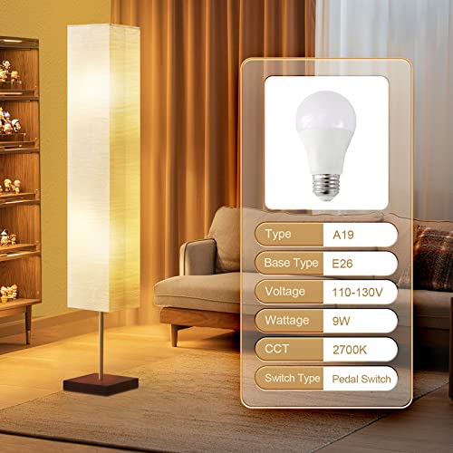 GyroVu Floor Lamp for Living Room, Color Temperature Adjustable Column Tall Lamp, Standing Lamp with Walnut Base Corner Floor Lamp for Bedroom, Office& Living Room-Beige(Bulbs Included) - Image 4