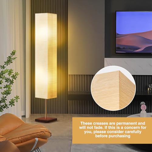 GyroVu Floor Lamp for Living Room, Color Temperature Adjustable Column Tall Lamp, Standing Lamp with Walnut Base Corner Floor Lamp for Bedroom, Office& Living Room-Beige(Bulbs Included) - Image 2