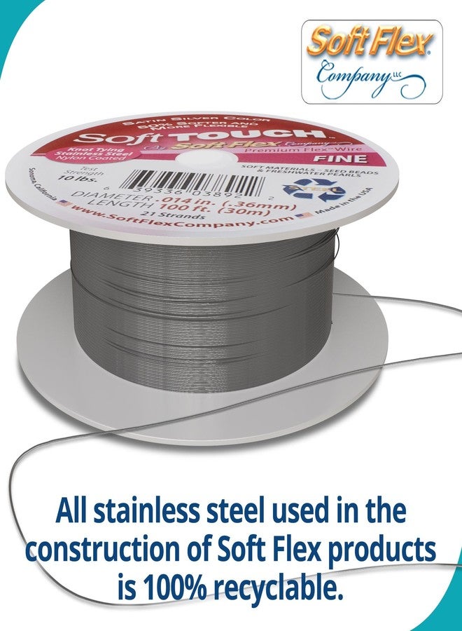 Soft Flex 21 Strand Stringing Wire - Flexible Braided - Fine 0.14 Diameter - Jewelry Making Bead Wire - Satin Silver - Image 3
