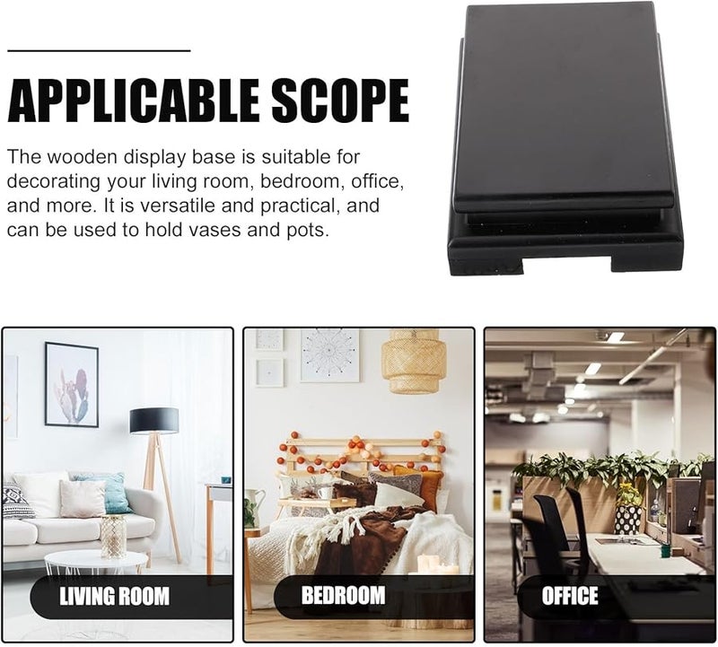قاعدة عرض خشبية صلبة مستطيلة للزهور أو التماثيل، قاعدة منصة لتزيين المنزل - Image 3